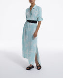 Vestido estampado celeste y blanco - Mujer