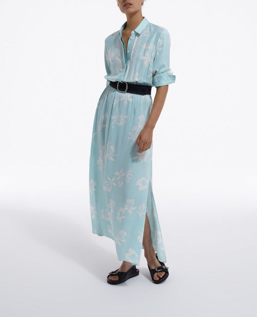 Robe Légère Imprimée Bleue Et Blanche - Femme