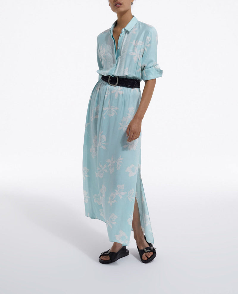 Vestido estampado celeste y blanco - Mujer