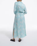 Vestido estampado celeste y blanco - Mujer