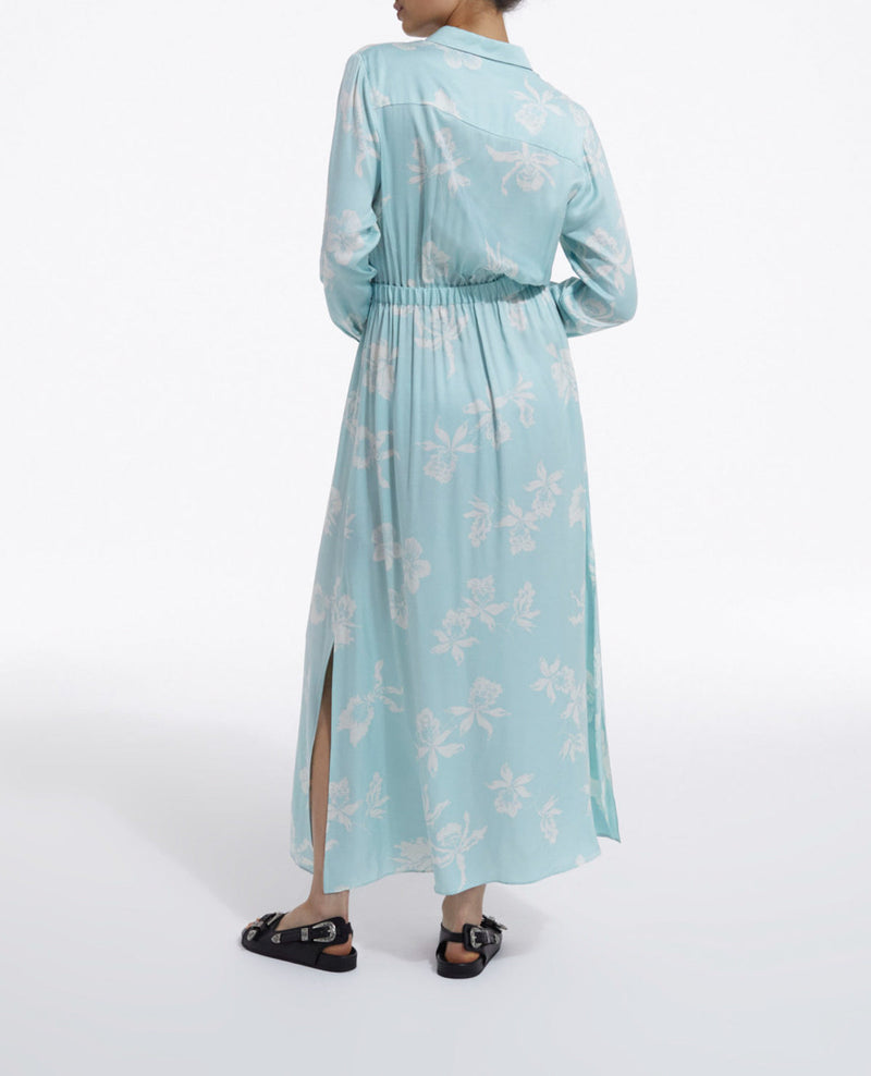 Vestido estampado celeste y blanco - Mujer