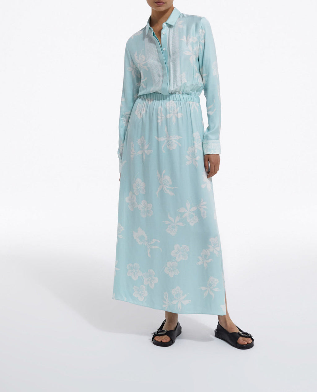 Light Blue and White Printed Dress - Women