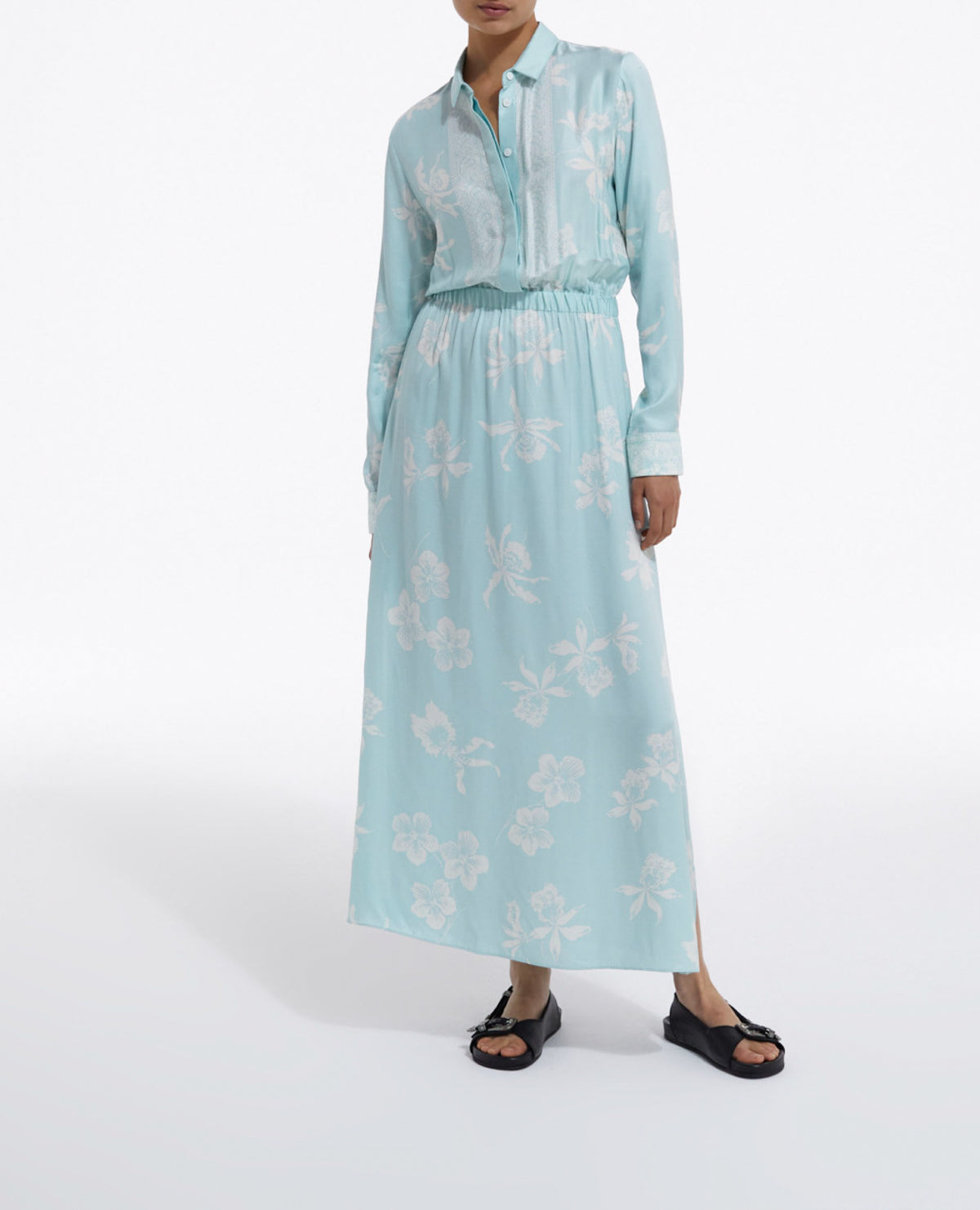 Light Blue and White Printed Dress - Women