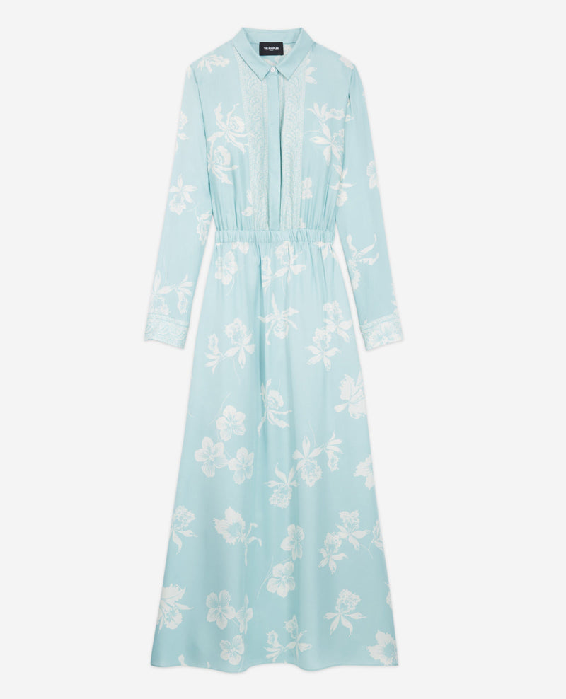 Vestido estampado celeste y blanco - Mujer