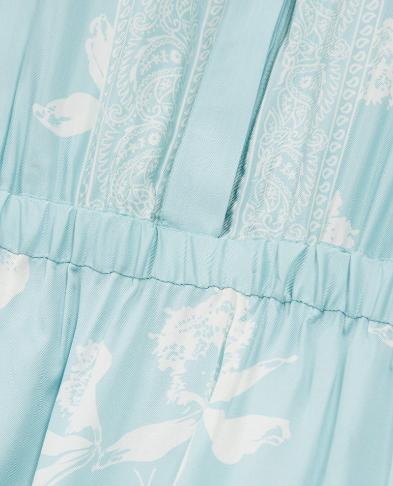 Vestido estampado celeste y blanco - Mujer