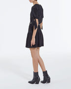 The Kooples - Short Black Silk Dress With Tie Sleeves - Women