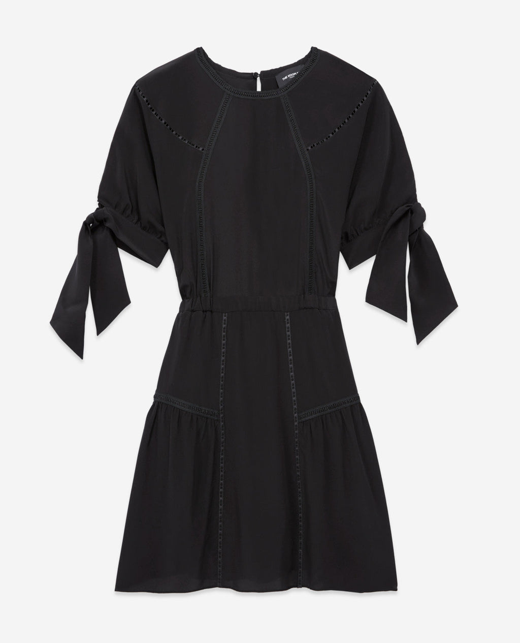 The Kooples - Short Black Silk Dress With Tie Sleeves - Women