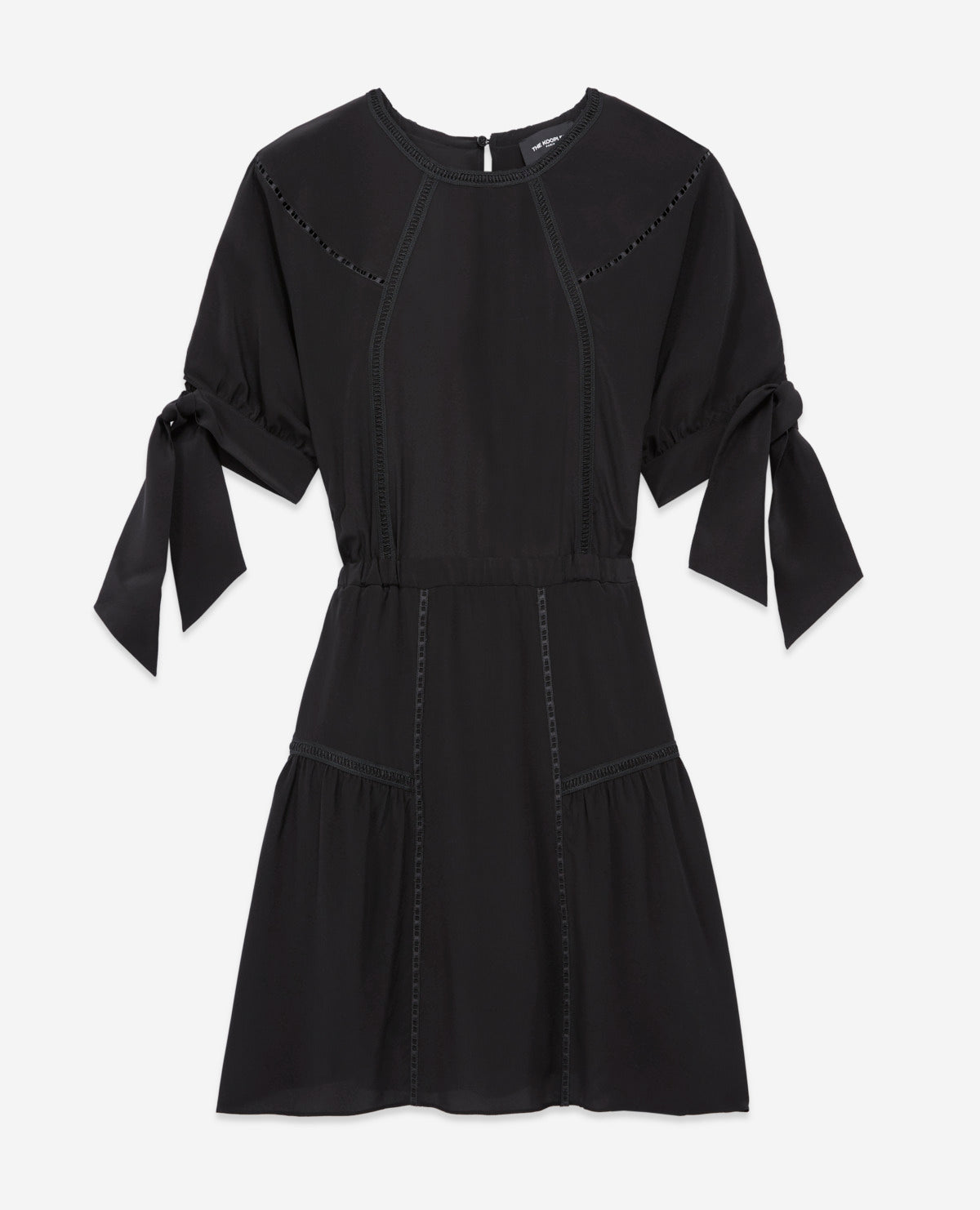 The Kooples - Short Black Silk Dress With Tie Sleeves - Women