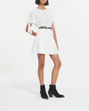 Robe Soie Blanche Courte À Manches Nouées - Femme