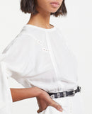 Robe Soie Blanche Courte À Manches Nouées - Femme