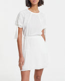 Robe Soie Blanche Courte À Manches Nouées - Femme
