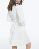 The Kooples - Robe Blanche En Coton Col Montant Boutonnée - Femme