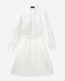 The Kooples - Robe Blanche En Coton Col Montant Boutonnée - Femme