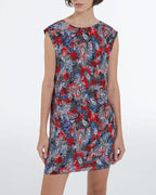Short Floral Print Silk Dress - Women