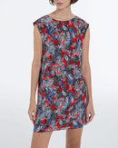 Short Floral Print Silk Dress - Women