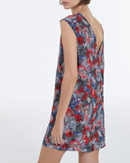 Short Floral Print Silk Dress - Women