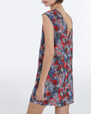 Short Floral Print Silk Dress - Women