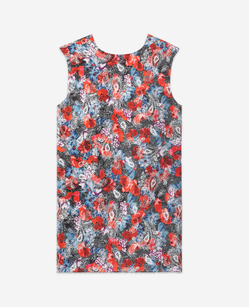 Short Floral Print Silk Dress - Women
