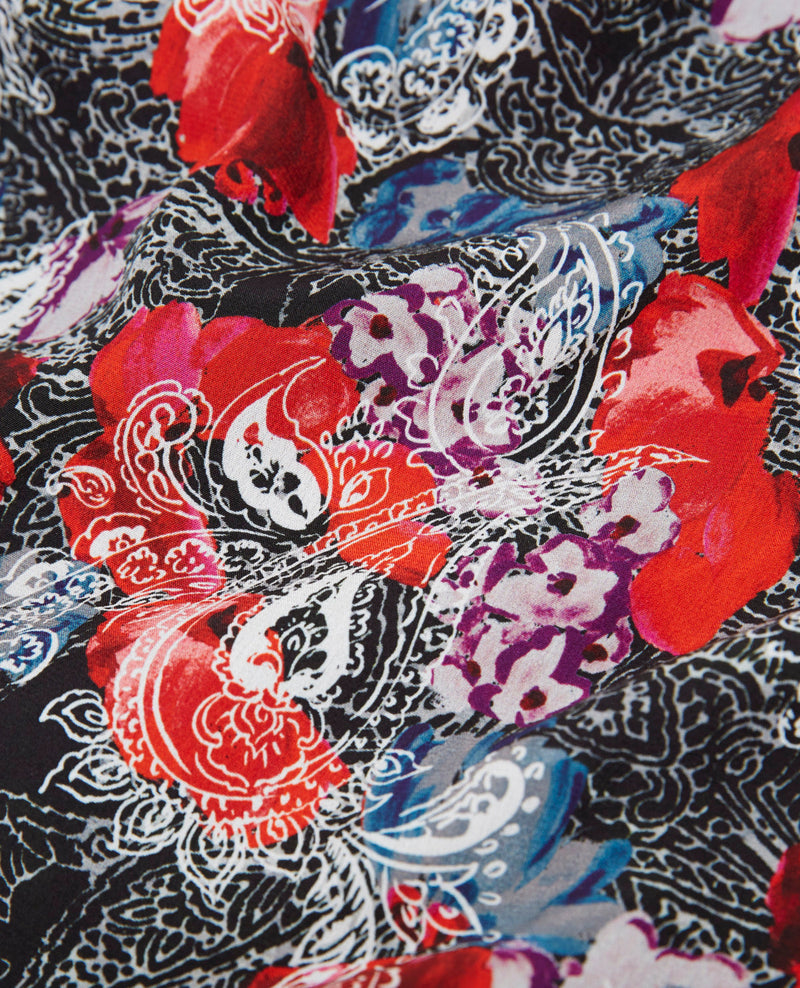 Short Floral Print Silk Dress - Women