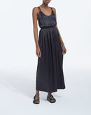 The Kooples - Vestido Largo De Seda Negro Tirantes Finos - Mujer