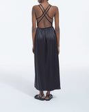 The Kooples - Vestido Largo De Seda Negro Tirantes Finos - Mujer