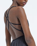 The Kooples - Vestido Largo De Seda Negro Tirantes Finos - Mujer