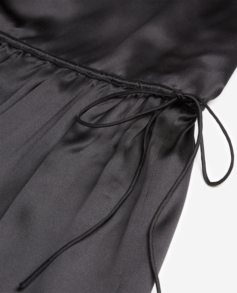 The Kooples - Vestido Largo De Seda Negro Tirantes Finos - Mujer