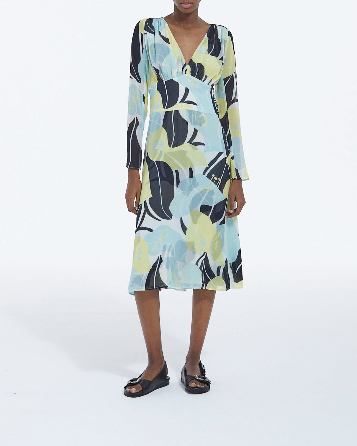 Vestido largo ligero estampado con estampado floral - Mujer
