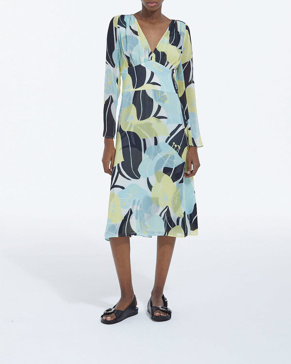Vestido largo ligero estampado con estampado floral - Mujer