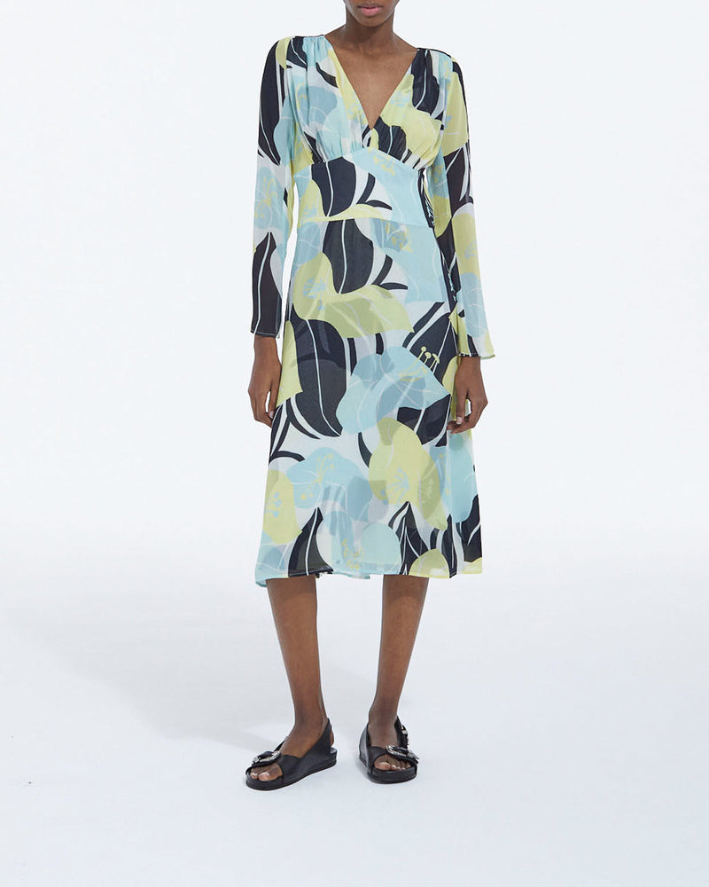 Vestido largo ligero estampado con estampado floral - Mujer