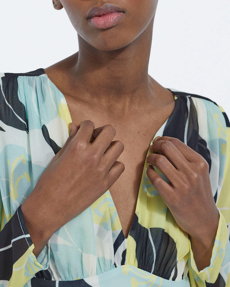 Vestido largo ligero estampado con estampado floral - Mujer