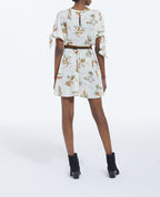 White Short Sleeve Hawaiian Pattern Dress - Women