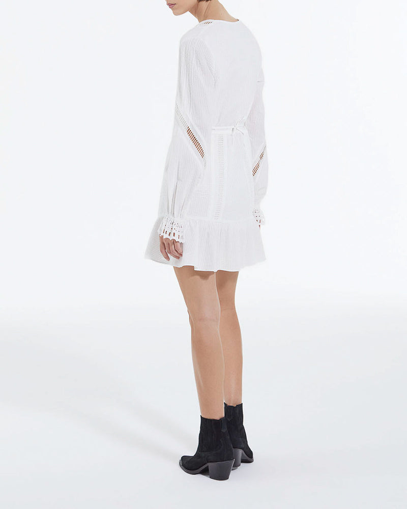 Robe Légère Blanche Courte Détails Brodés - Femme