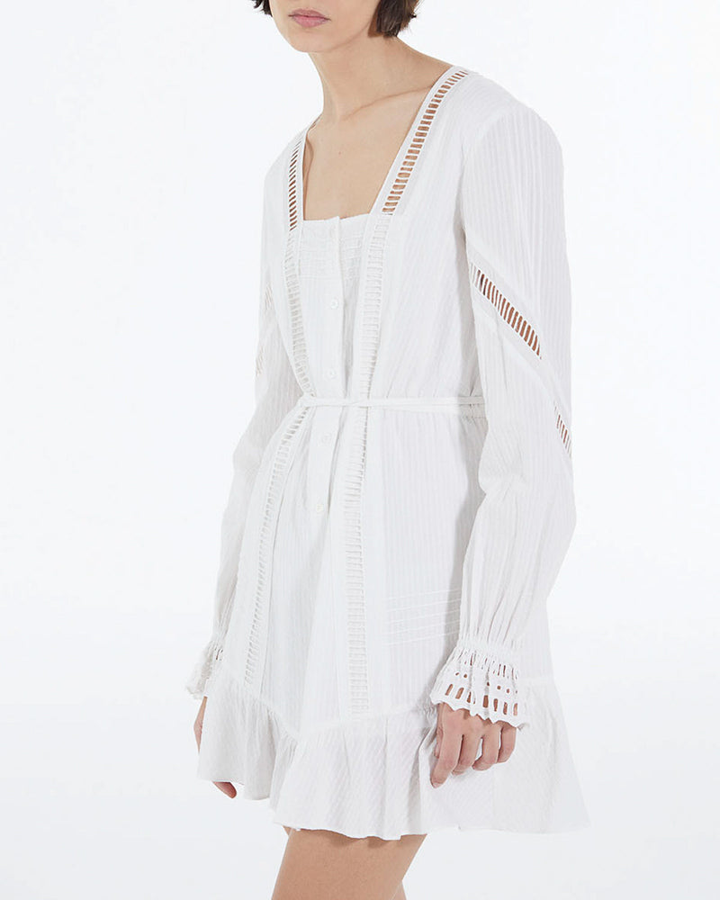 Robe Légère Blanche Courte Détails Brodés - Femme