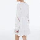 Robe Légère Blanche Courte Détails Brodés - Femme