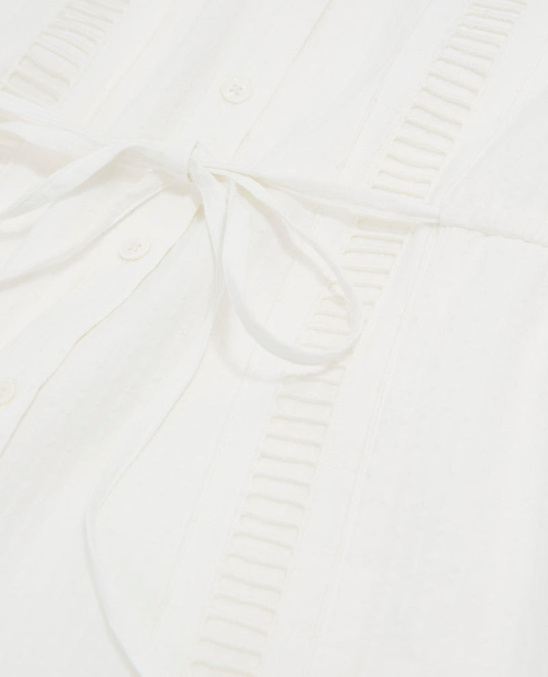 Robe Légère Blanche Courte Détails Brodés - Femme