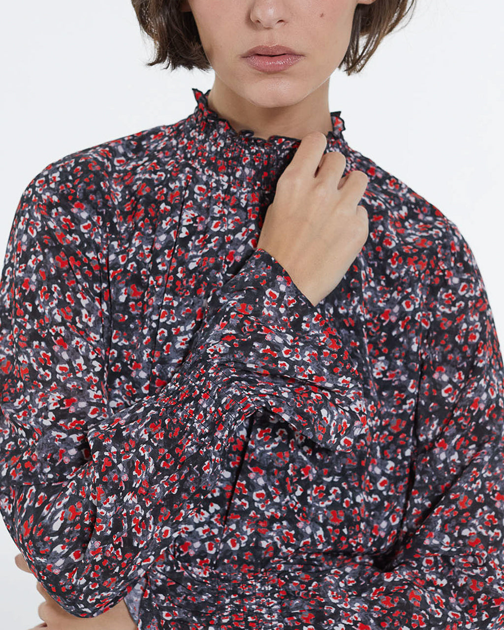 Short Fitted Floral Print Dress - Women