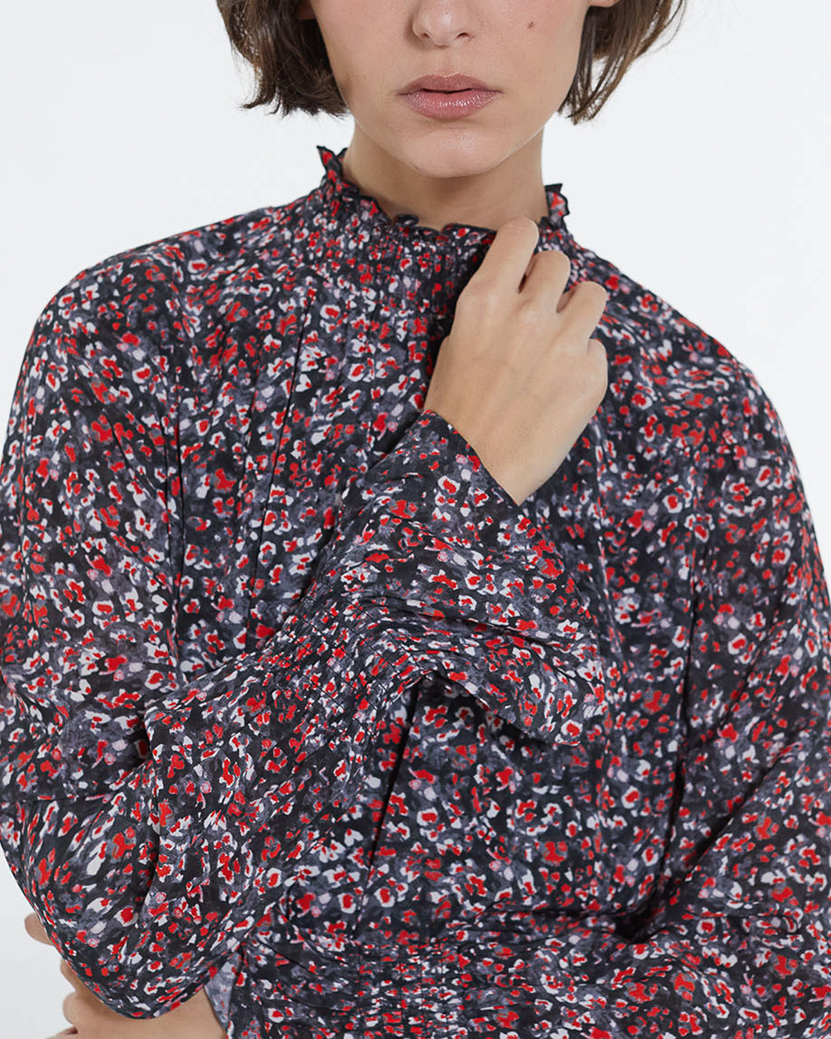 Short Fitted Floral Print Dress - Women