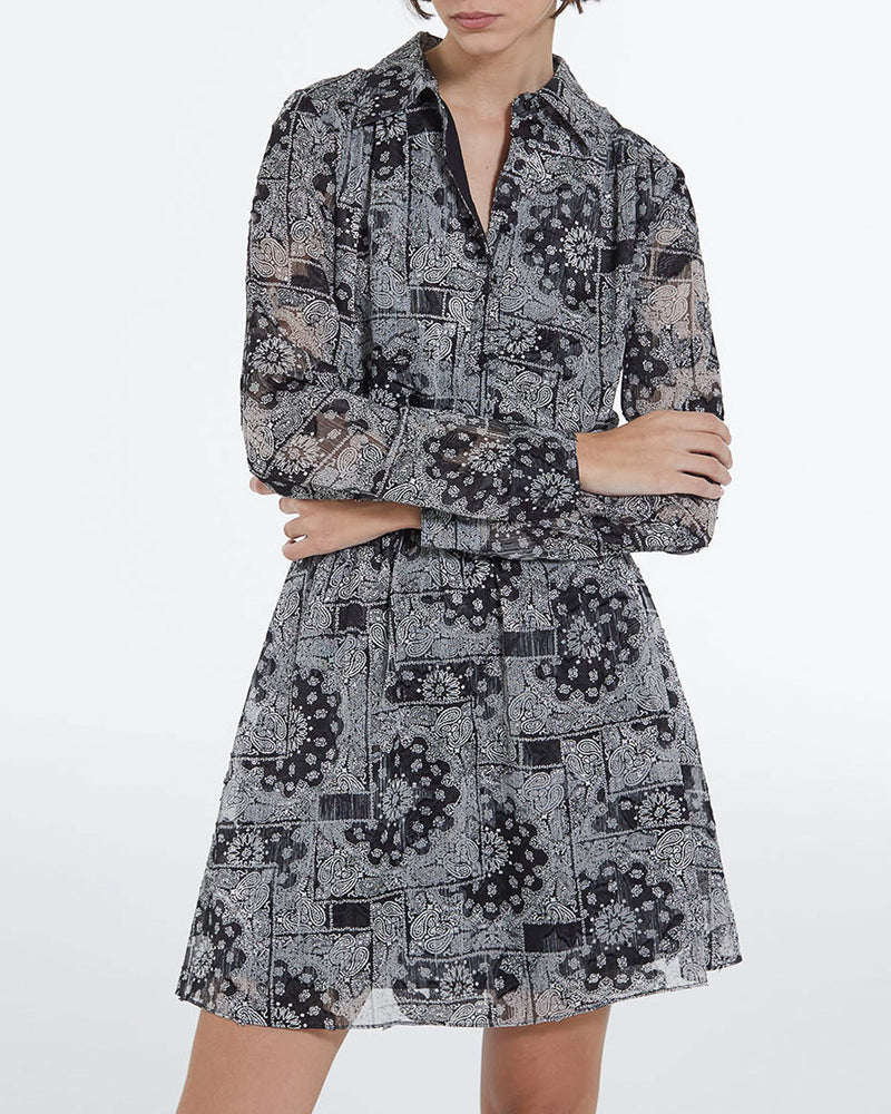 Vestido corto con estampado de bandana - Mujer