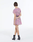 Vestido de manga corta con estampado de rosas - Mujer