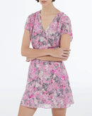 Vestido de manga corta con estampado de rosas - Mujer