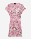 Vestido de manga corta con estampado de rosas - Mujer