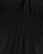 Lightweight Black Short Dress with Puff Sleeves - Women