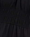 Vestido corto ligero negro con mangas abullonadas - Mujer