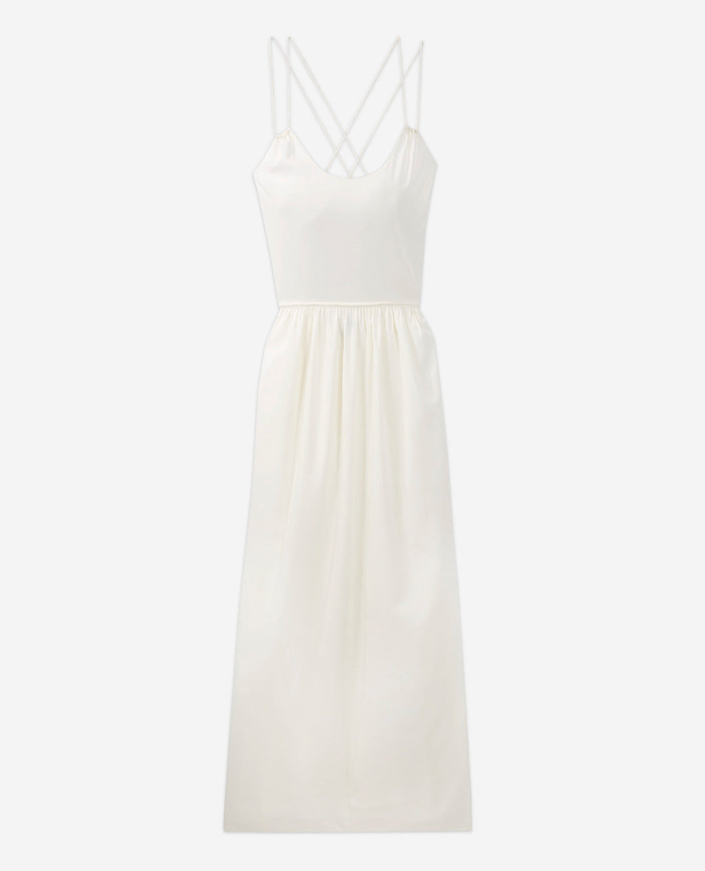 Vestido Largo De Verano Crudo Con Tirantes Finos - Mujer