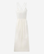 Vestido Largo De Verano Crudo Con Tirantes Finos - Mujer