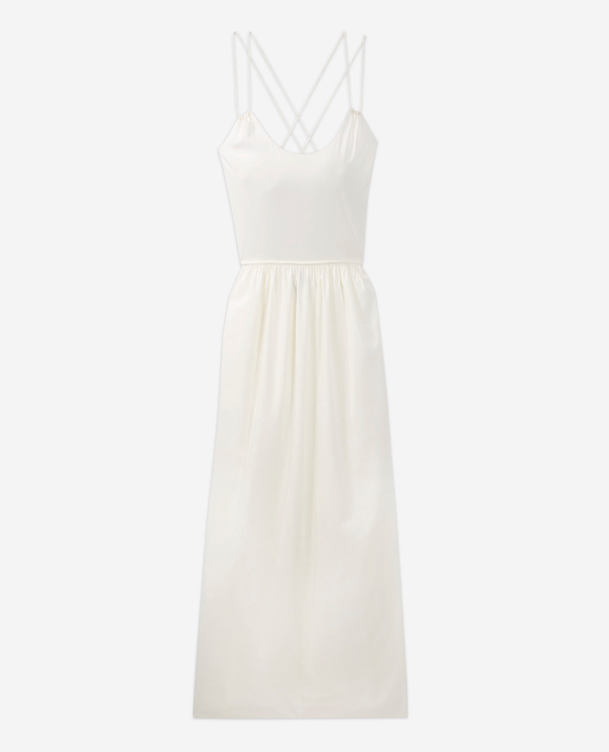 Vestido Largo De Verano Crudo Con Tirantes Finos - Mujer