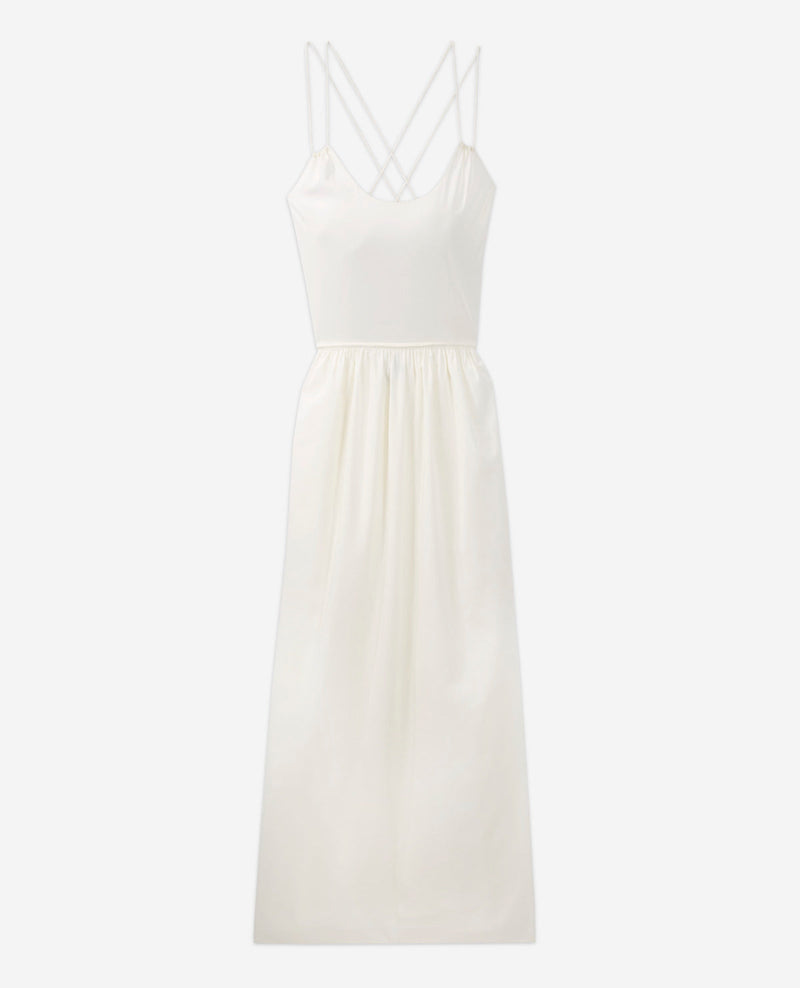 Robe Longue Été Écrue À Fines Bretelles - Femme