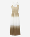 Khaki Gradient Sleeveless Backless Long Dress - Women