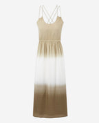 Khaki Gradient Sleeveless Backless Long Dress - Women